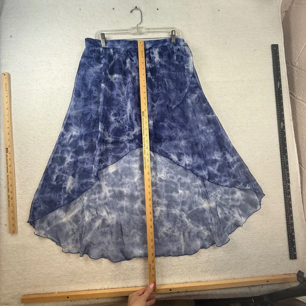 Charlotte‎ Russe shirt Blue Tie Dye High-Low Chiffon XL ethereal hippie flowy